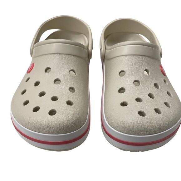 CROCS Crocband Cream and Pink Water Shoes with Ventilation Holes Size 9 women’s - Picture 6 of 8